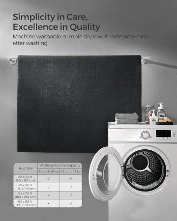SONGMICS Covor decorativ antiderapant, lavabil la masina, 160×230 cm, gri carbune [5]