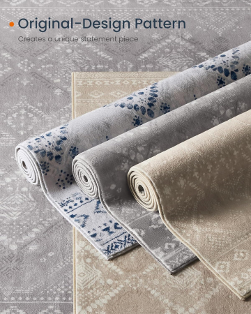 SONGMICS Covor decorativ antiderapant, stil boho, lavabil la masina, 120×170 cm, bej cappuccino [12]