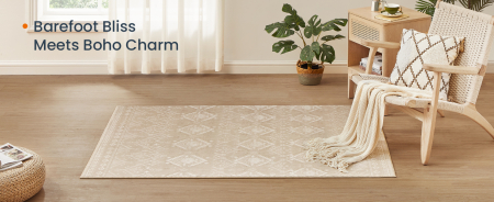 SONGMICS Covor decorativ antiderapant, stil boho, lavabil la masina, 120×170 cm, bej cappuccino [6]