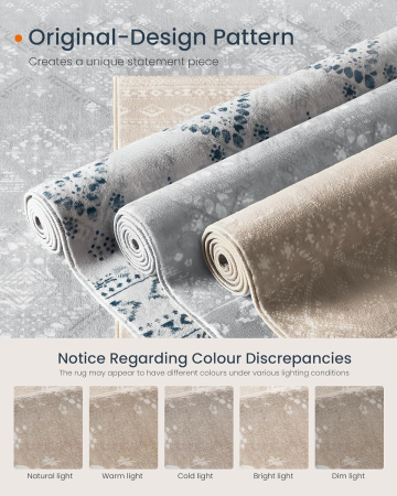 SONGMICS Covor decorativ antiderapant, stil boho, lavabil la masina, 120×170 cm, bej cappuccino [11]