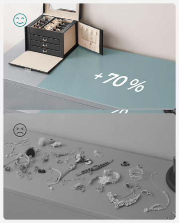 SONGMICS Cutie de bijuterii cu 4 nivele, 3 sertare, oglinda si incuietoare, 18x23x17cm, negru [4]