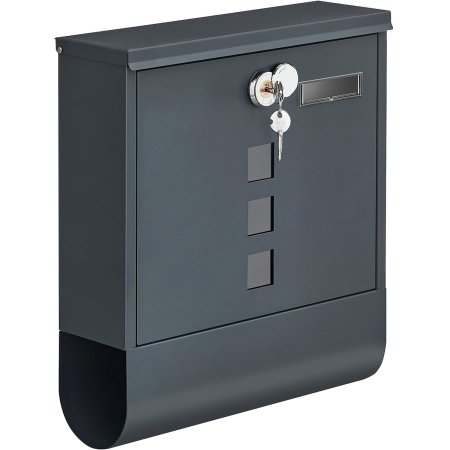 Produse în distribuție - SONGMICS Cutie postala de exterior, pentru gard sau perete, din otel zincat, cu incuietoare, 31x10x34cm, gri