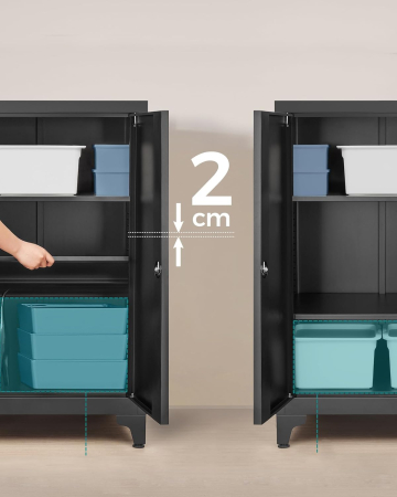 SONGMICS Dulap de birou multifunctional, din otel, 2 usi cu incuietoare, 40x60x90 cm, negru [4]