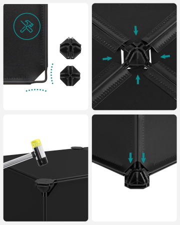 SONGMICS Dulap de depozitare pantofi modular, configurabil cu 10 compartimente, 43x31x173 cm, negru [4]