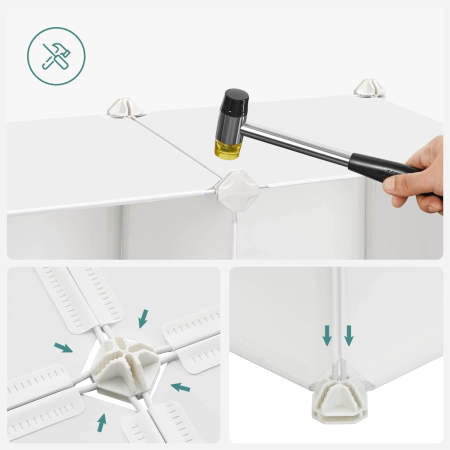 SONGMICS Dulap modular de depozitare jucarii, 16 cuburi cu usi, 123x31x123cm, alb [5]