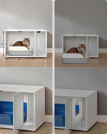 SONGMICS Dulap pentru litiera pisici, montaj rapid fara scule, design minimalist, PAL, 80x50x50 cm, alb [2]