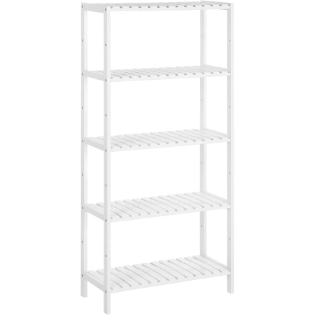 Casă - SONGMICS Etajera 5 niveluri, din bambus, pozitii reglabile, multifunctionala pentru bucatarie sau hol, 60x26x130 cm, alb