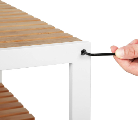 SONGMICS Etajera bambus 60x26x66 cm, cu 3 rafturi, kit anti-rasturnare, alb si natur [7]