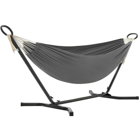 Hamace - SONGMICS Hamac cu cadru metalic, reglabil la 5 inaltimi, maxim 240 kg, 300x90x95cm, gri