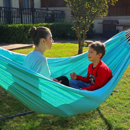 SONGMICS Hamac dublu, accesorii de prindere cu chingi si carabiniere, 210x150 cm, 300 kg, albastru [5]