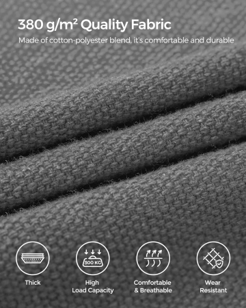 SONGMICS Hamac dublu, accesorii de prindere cu chingi si carabiniere, 210x150 cm, 300 kg, gri [5]