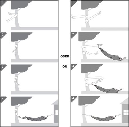 SONGMICS Hamac dublu, accesorii de prindere cu chingi si carabiniere, 210x150 cm, 300 kg, gri [8]