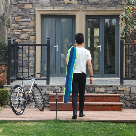 SONGMICS Hamac dublu cu bara lemn, perne incluse, maxim 300 kg, 210x150 cm, verde si albastru [4]