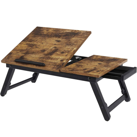 Produse în distribuție - SONGMICS Masa de pat pentru laptop, plabila si reglabila, 55x35x23 cm, maro