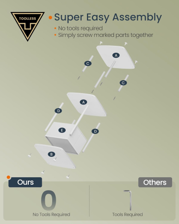 SONGMICS Masuta laterala tip noptiera, cu 3 rafturi si cos textil, cadru metalic, 30x34x58 cm, alb mat [2]