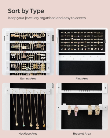 SONGMICS Oglinda de podea cu suport, din MDF, spatiu de depozitare, 41x37x152 cm, alb [5]