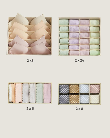 SONGMICS Organizator lenjerie set 8 cutii pliabile din material textil, pentru sertare si dulap, bej [4]