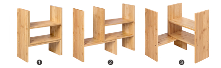 SONGMICS Organizator modular cu 3 forme de depozitare reglabile, din bambus, 65x15x40 cm, maro [3]