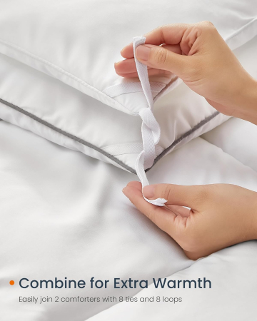 SONGMICS Pilota matlasata dubla, 4 anotimpuri, 150, 350 si 500 GSM, din microfibra, 200x200 cm, alb [4]