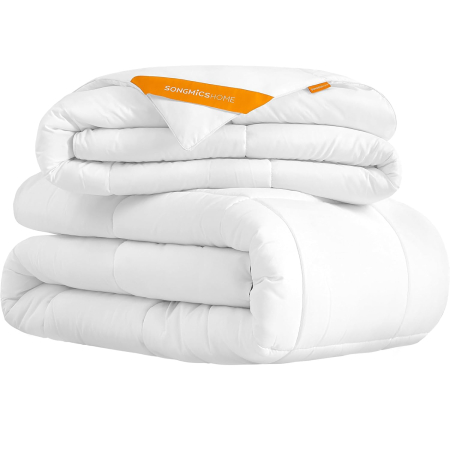 Produse în distribuție - SONGMICS Pilota matlasata dubla, 4 anotimpuri, 150, 350 si 500 GSM, din microfibra, 200x200 cm, alb