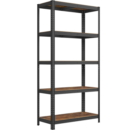 ORGANIZARE - SONGMICS Raft cadru metalic modular pentru depozitare, 5 polite, 180x90x40 cm, sarcina 875 kg, maro rustic