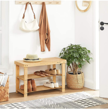 SONGMICS Raft de depozitare din bambus, cu 3 niveluri, 28x70x45cm, maro [1]