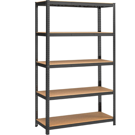 Rafturi depozitare - SONGMICS Raft de depozitare metalic, cu rafturi din PAL, 5 polite, max. 875 kg, 200x120x60cm, negru