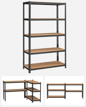 SONGMICS Raft de depozitare metalic, cu rafturi din PAL, 5 polite, max. 875 kg, 200x120x60cm, negru [6]