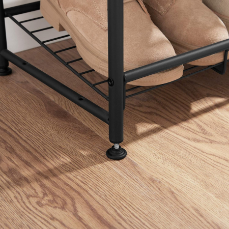 SONGMICS Raft de depozitare pantofi, din metal, pe 3 niveluri, cu rafturi unghiulare reglabile, 28x69x50cm, negru [8]