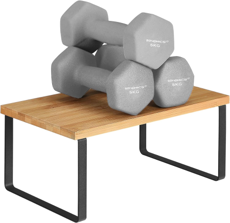 SONGMICS Set 2 rafturi de bucatarie suprapozabile, pentru ustensile sau condimente, 20x30x16cm, natur si negru [13]