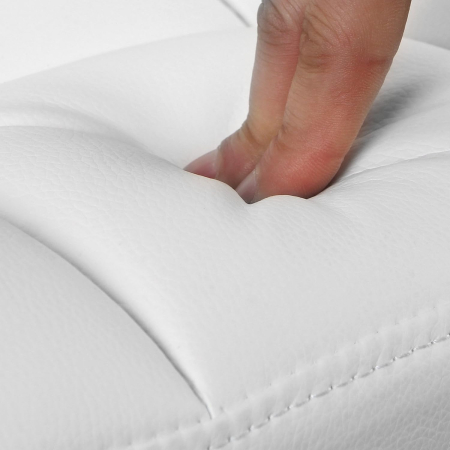 SONGMICS Set 2 scaune bar reglabile pe inaltime, cu spatar, sezut PU si suport picioare, rotatie 360°, 38x45x115 cm, alb [7]