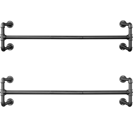 Standuri si curiere prosoape - SONGMICS Set 2 sine metalice de agatat haine, montare pe perete, aspect industrial, 112x30x30cm, negru