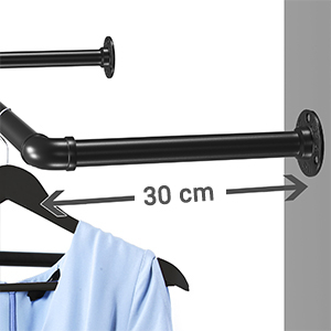 SONGMICS Set 2 sine metalice de agatat haine, montare pe perete, aspect industrial, 92x30x8cm, negru [4]