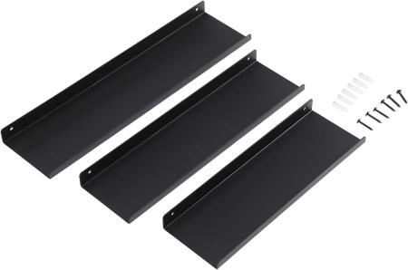 SONGMICS Set 3 rafturi perete metalice, montaj suspendat, stil industrial, 40x10x2,5 cm, negru [1]