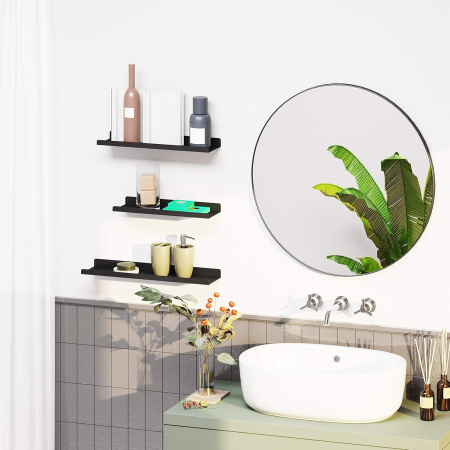 SONGMICS Set 3 rafturi perete metalice, montaj suspendat, stil industrial, 40x10x2,5 cm, negru [4]