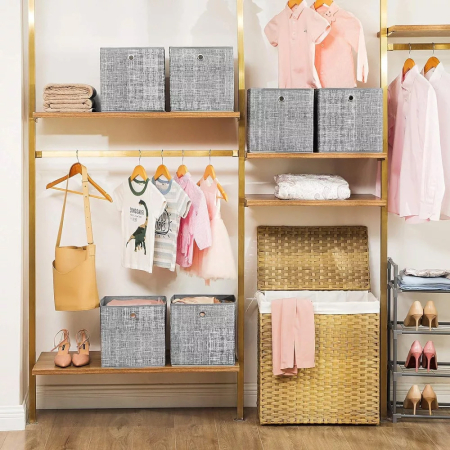 SONGMICS Set 6 cutii de depozitare, pliabile, din material textil, 30x30x30 cm, gri [5]