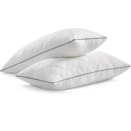 Produse în distribuție - SONGMICS Set de 2 perne reversibile cu 2 fete pentru iarna sau vara, 40x80 cm, umplutura 650 g, alb