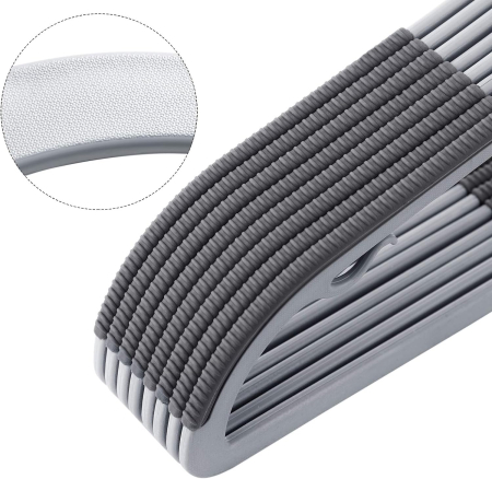 SONGMICS Set de 30 de umerase pentru haine, anti-alunecare, bara de cravata si carlig pivotant, 42cm, gri [9]