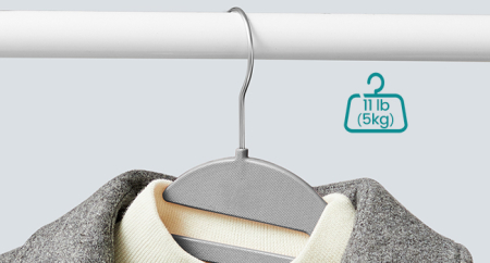 SONGMICS Set de 50 de umerase pentru haine, anti alunecare, bara de cravata si carlig pivotant, 42 cm, gri [2]