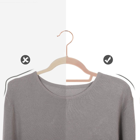 SONGMICS Set de 50 de umerase pentru haine, anti-alunecare cu catifea, bara de cravata si carlig pivotant, 43,5 cm, roz [10]