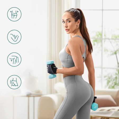 SONGMICS Set de 6 gantere hexagonale cu suport, 2x1 kg 2x2 kg 2x3 kg, multicolor [3]