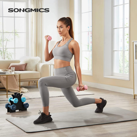 SONGMICS Set de 6 gantere hexagonale cu suport, 2x1 kg 2x2 kg 2x3 kg, multicolor [1]