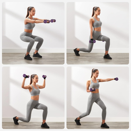 SONGMICS Set de 6 gantere hexagonale cu suport, 2x1kg 2x1.5kg 2x2kg, multicolor [2]