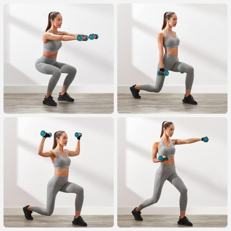 SONGMICS Set de 6 gantere hexagonale cu suport, 2x1kg 2x2kg 2x3 kg, multicolor [2]