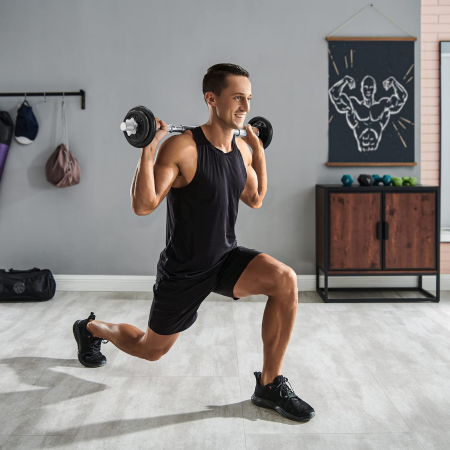 SONGMICS Set gantere si haltera reglabile, integral din otel, 20kg [3]