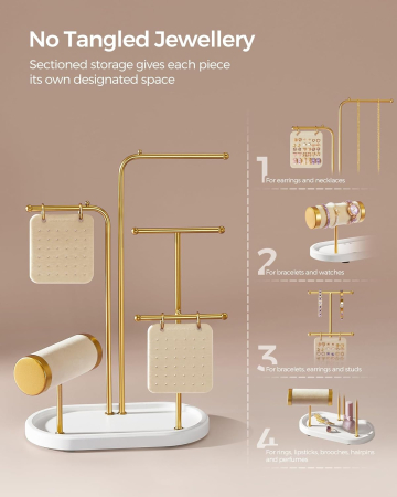 SONGMICS Stand suport pentru depozitare si expunere bijuterii, otel, 11x20x32 cm, auriu [3]