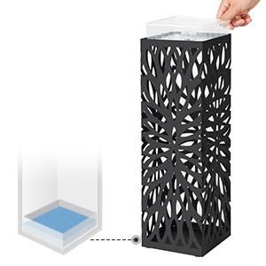 SONGMICS Suport metalic pentru umbrele, cu carlige si tava de picurare, 16x16x49cm, negru [1]