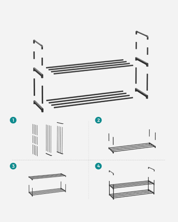 SONGMICS Suport pantofi 92x30x34 cm, 2 niveluri, suprapozabil, structura metalica, negru [6]