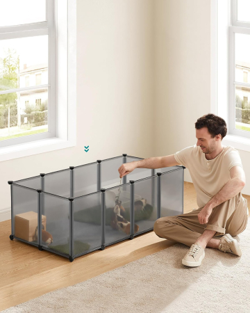 SONGMICS Tarc modular pentru animale mici, ABS, configurabil, 125x63x42 cm, gri [2]