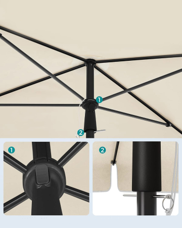 SONGMICS Umbrela terasa gradina sau plaja, cu inclinare, 200x125cm, bej [6]
